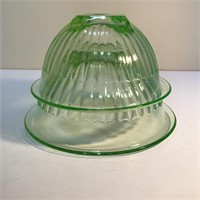 2 URANIUM GLASS MIXING BOWLS