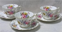 Royal Crown Derby “Posies” 3 teacups with saucers