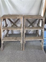 Pair old step stools/ladders