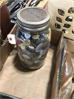 Quart jars of old buttons
