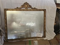 Vintage Gold Toned Framed Mirror  32"x30" to top