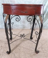 ORNATE ENTRY WAY TABLE WOOD & WROUGHT IRON
