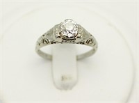 Lady's stamped and tested 18kt white gold antique