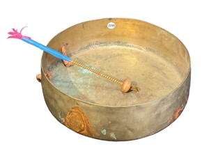 Antique Brass Gong and Striker