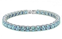 Round 14.50 ct  Aquamarine Tennis Bracelet