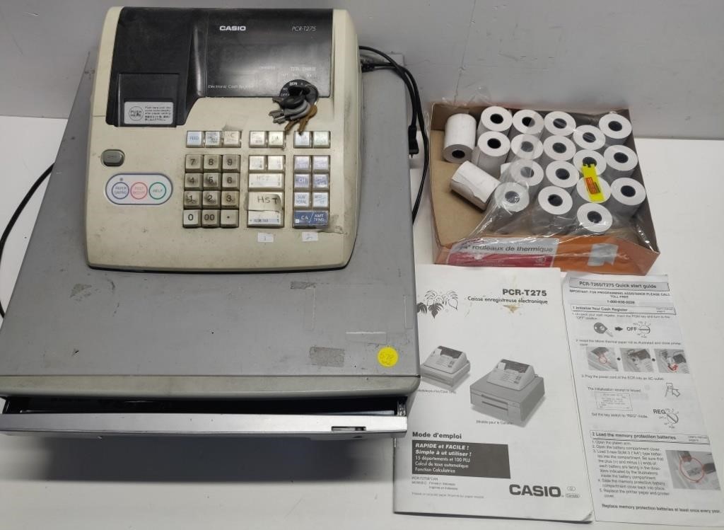 Casio Pcr-7275 Cash Register w/ Receipt Rolls