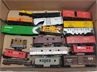 Tray of Model Train Cars & Parts