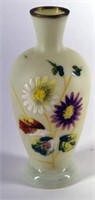 Victorian Harrach Enamel Uranium Glass Vase