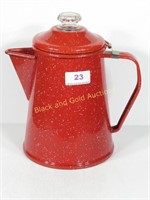 Modern Red Speckled Percolator Coffee Pot