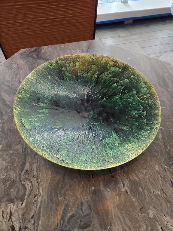 Artistic Decorative Bowl - Green & Gold Palette