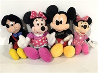 2 Pair Mickey & Minnie Mouse Plush Toys