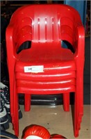 4 Heavy Duty Red Vinyl Children's Play Chairs Lot