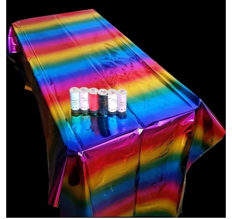 2 Packs Rainbow Foil Party table covers