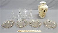 Perfume Bottles, Glass Vase, Enamel Plates
