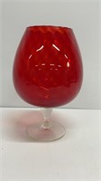 Ruby empoli glass optic snifter. Measures 12