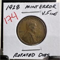1928 WHEAT PENNY CENT ROTATED DIES