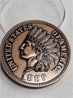 Very Large 1889 Indian Head Cent in Large Capsule