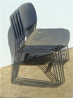 Five Stackable Chairs - One with Cracked Seat