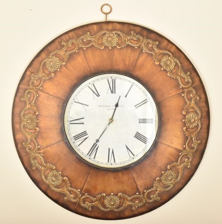 Large Wall Clock with Metal Sculpted Frame