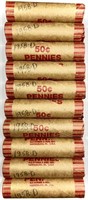 (10) Rolls 1958-D Wheat Cent Penny Lot