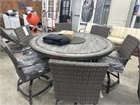 Sunbrella pub height fire pit patio table with