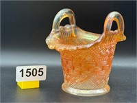 Carnival Glass Marigold Iridized Basket