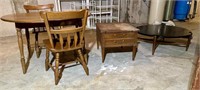 Furniture lot - Rd wooden table with 2 chairs