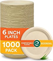 ECO SOUL 100% Compostable 6 Inch Paper Plates [100