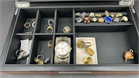 Jewelry Box W Rings, Men’s Watch & Misc Pendants