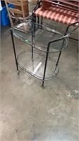 Metal Tea Cart with Glass Shelves