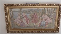 Victorian Framed Tapestry "Evening Out"