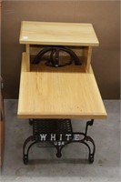 WHITE TREADLE SEWING MACHINE BASE STEP END TABLE
