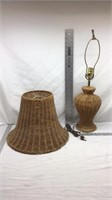 C4) VINTAGE WICKER LAMP 11 1/2" TALL, HAS SOME