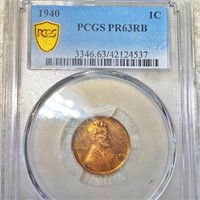 1940 Lincoln Wheat Penny PCGS - PR 63 RB