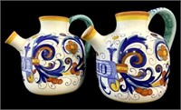 (2) Italian Fratelli Mari Deruta Ceramic Pitchers