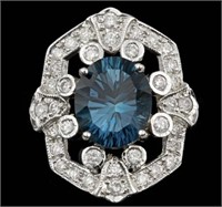 AIGL $ 7400 8.30 Ct Blue Topaz Diamond Ring