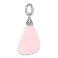 Sterling Silver- Pink Glass Dangle Pendant