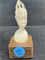 SMALL CARVED BONE NATIVE BUST