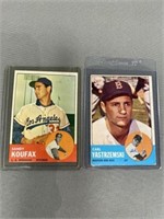 1963 Sandy Koufax and Carl Yastrzemski Cards