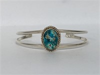 .925 Sterling Silver Turquoise Cuff Bracelet