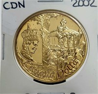 2002 Gold Plated Sterling Silver Proof $1 Dollar