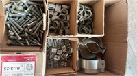 Box of assorted electric hanging hardware and