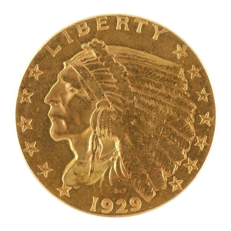 Gold Coin: 1929 US $2-1/2 Quarter Eagle