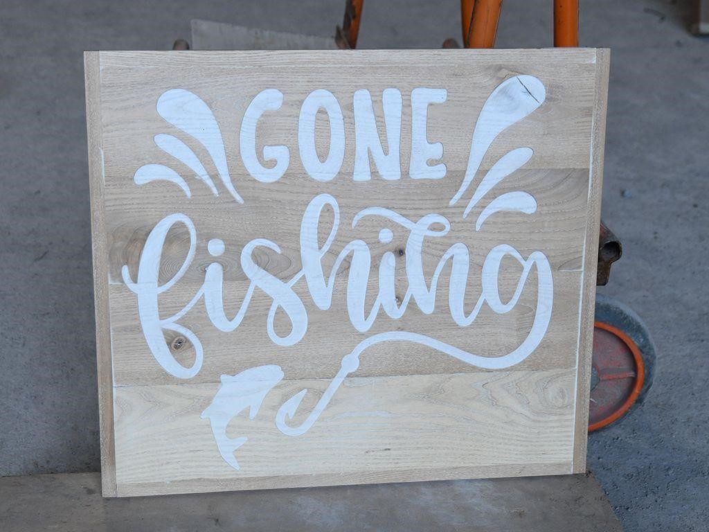 Gone Fishin' Wooden Sign