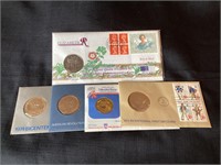 5 Medals First Day Covers 4 US and 1 Great Britain