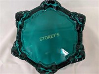 Footed Green Glass Dish