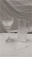 Cut crystal candle ho,der & pitcher