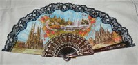 Vtg Barcelona Spain Souvenir Hand Fan