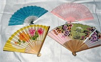 (4) Vintage Oriental Hand Fans