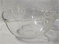 5¾"X10" VINTAGE HEAVY GLASS BOWL WITH EMBOSSED